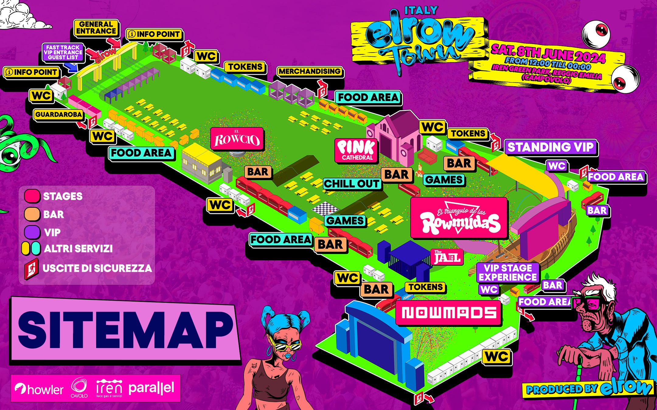 elrow town italy mappa area